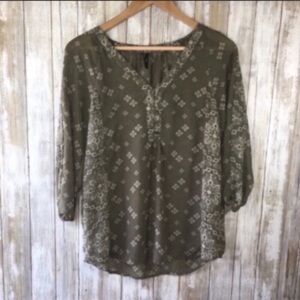 Maurices Green Sheer Floral Blouse